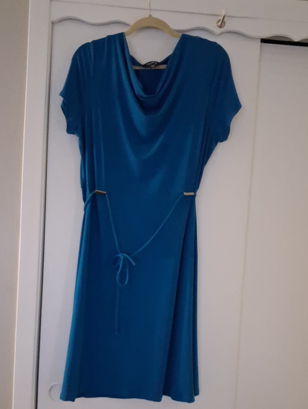 George Teal Cowl-Neck Midi Dress with Waist Tie XXL/20